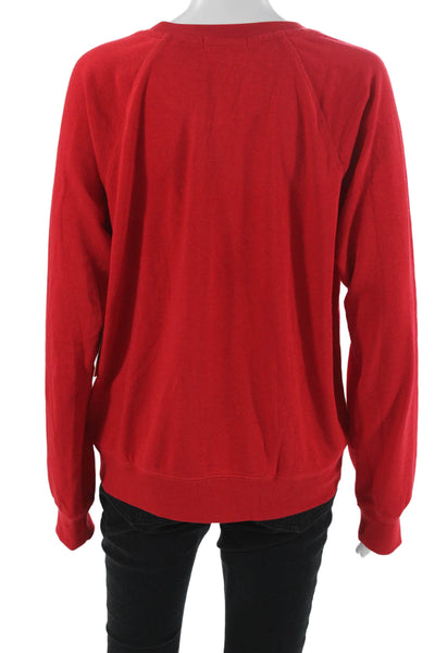 PJ Salvage Womens Long Sleeve Crew Neck Grateful Pajama Sweater Red Size Large