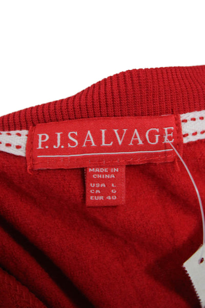 PJ Salvage Womens Long Sleeve Crew Neck Grateful Pajama Sweater Red Size Large