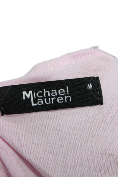 Michael Lauren Women Floral Crew Short Sleeve T-Shirt Pink Cotton Size M
