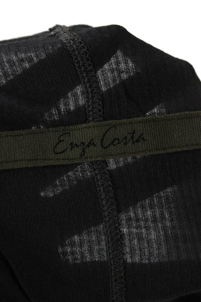 Enza Costa Womens Basic Long Sleeve Dark Gray T-Shirt Size L