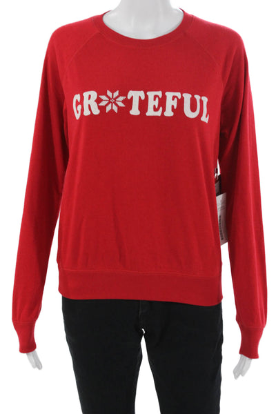 PJ Salvage Womens Long Sleeve Crew Neck Grateful Pajama Sweater Red Size XS