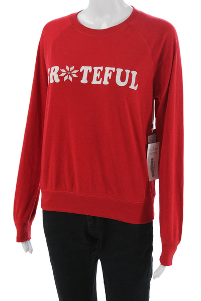 PJ Salvage Womens Long Sleeve Crew Neck Grateful Pajama Sweater Red Size XS