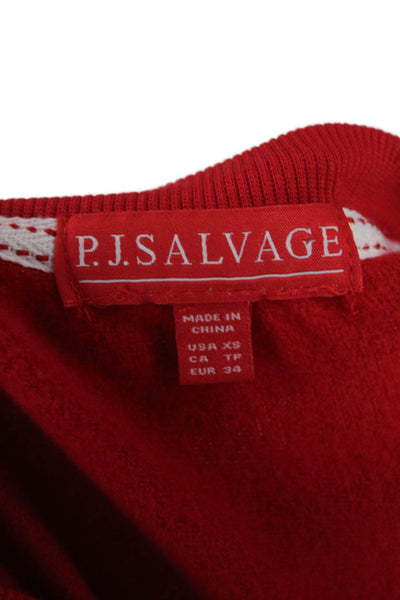 PJ Salvage Womens Long Sleeve Crew Neck Grateful Pajama Sweater Red Size XS