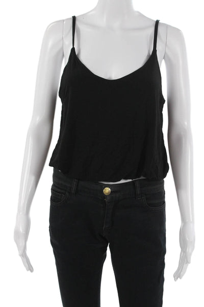 Z Supply Women Black V Neck Cropped Camisole Rayon Spandex Solid Size S