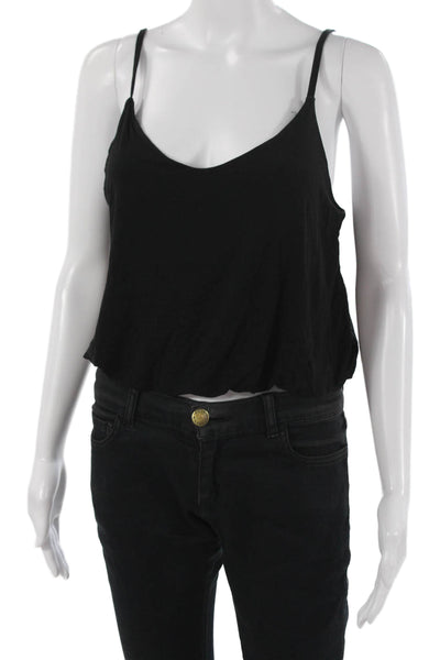 Z Supply Women Black V Neck Cropped Camisole Rayon Spandex Solid Size S