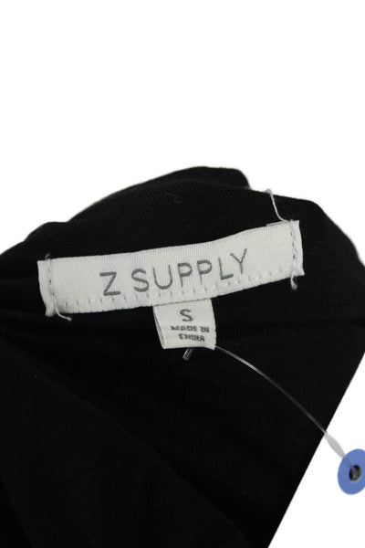 Z Supply Women Black V Neck Cropped Camisole Rayon Spandex Solid Size S