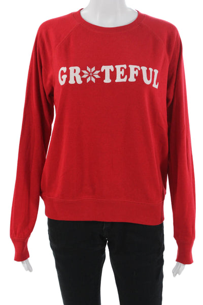PJ Salvage Womens Long Sleeve Crew Neck Grateful Pajama Sweater Red Size Small