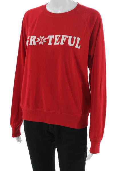 PJ Salvage Womens Long Sleeve Crew Neck Grateful Pajama Sweater Red Size Small