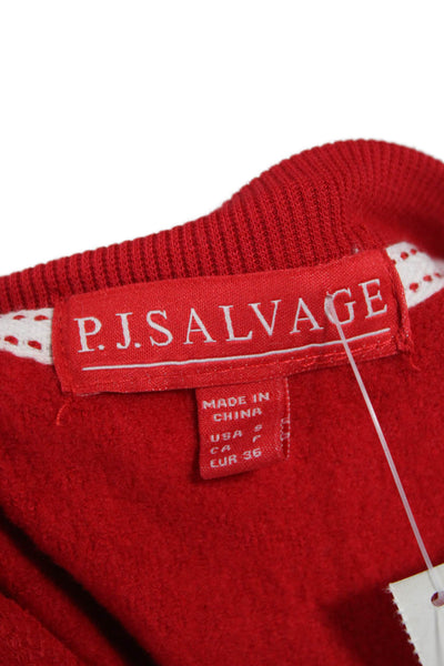 PJ Salvage Womens Long Sleeve Crew Neck Grateful Pajama Sweater Red Size Small