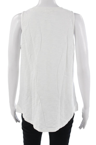 Leallo Women Basic Sleeveless V-Neck Cotton Tank White Size L