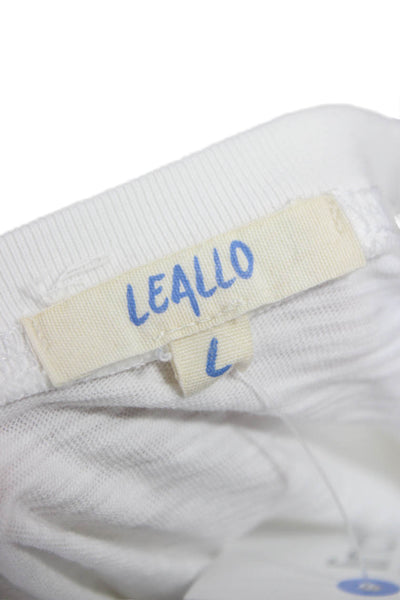 Leallo Women Basic Sleeveless V-Neck Cotton Tank White Size L