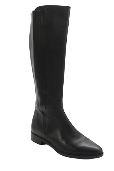 Calvin Klein Womens Leather Zip Up Knee High Finley Boots Black Size 9
