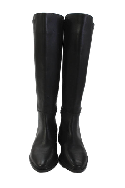 Calvin Klein Womens Leather Zip Up Knee High Finley Boots Black Size 9