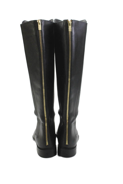 Calvin Klein Womens Leather Zip Up Knee High Finley Boots Black Size 9