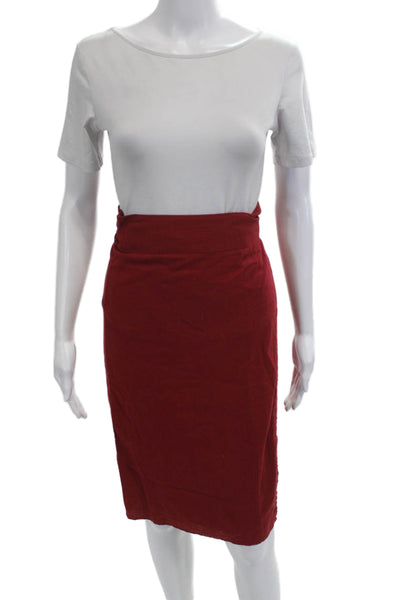 J Crew Womens Red Cotton Pencil Wrap Skirt Size XS