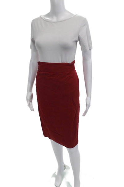 J Crew Womens Red Cotton Pencil Wrap Skirt Size XS