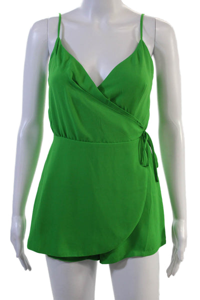 Superdown Womens Green V Neck Sleeveless Romper 100% Polyester Size XS