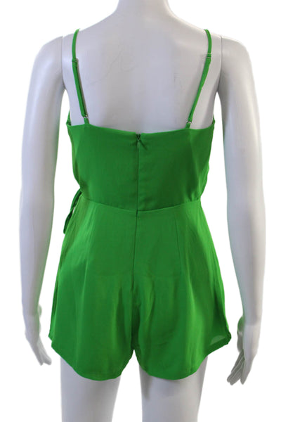 Superdown Womens Green V Neck Sleeveless Romper 100% Polyester Size XS