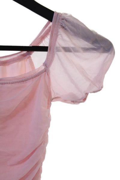 Katie J Childrens Girls Ruched Short Sleeves Body Con Dress Pink Size Large
