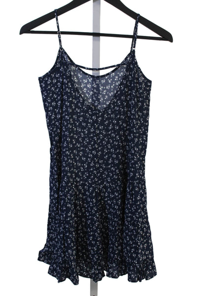 Katie J Childrens Girls Floral Print A Line Dress Navy Blue Size Extra Small