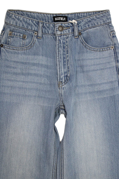 Katie J Childrens Girls Light Wash Straight Leg Jeans Blue Cotton Size 14
