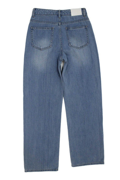 Katie J Childrens Girls Light Wash Straight Leg Jeans Blue Cotton Size 14