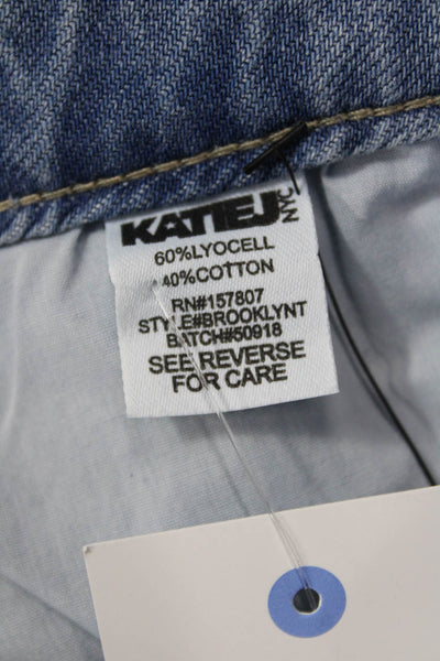 Katie J Childrens Girls Light Wash Straight Leg Jeans Blue Cotton Size 14
