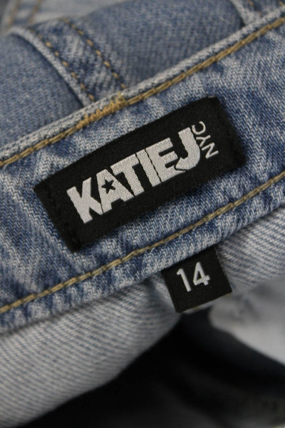 Katie J Childrens Girls Light Wash Straight Leg Jeans Blue Cotton Size 14
