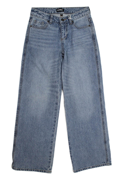 Katie J Childrens Girls Mid Rise Straight Leg Jeans Blue Cotton Size 14