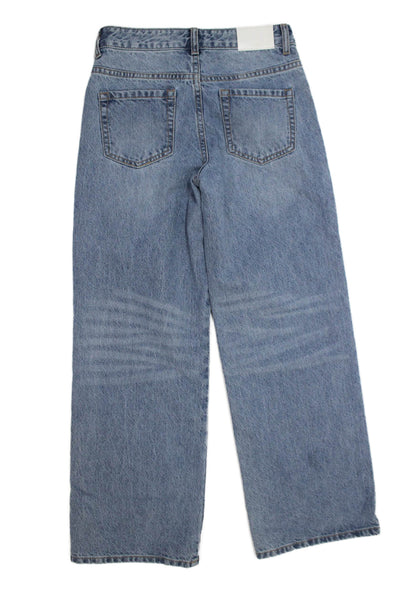 Katie J Childrens Girls Mid Rise Straight Leg Jeans Blue Cotton Size 14