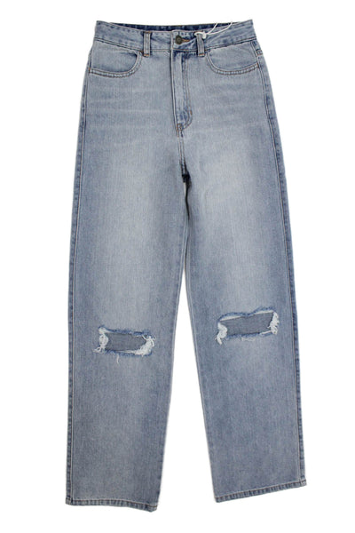 Katie J Childrens Girls Ripped Light Wash Jeans Blue Cotton Size 14