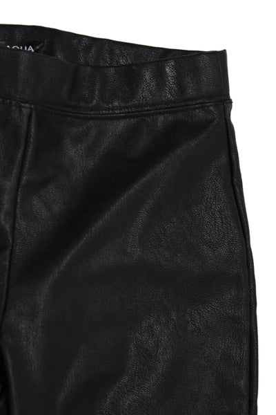 Aqua Girls Stretch Casual Straight Ankle Pants Solid Black Size S
