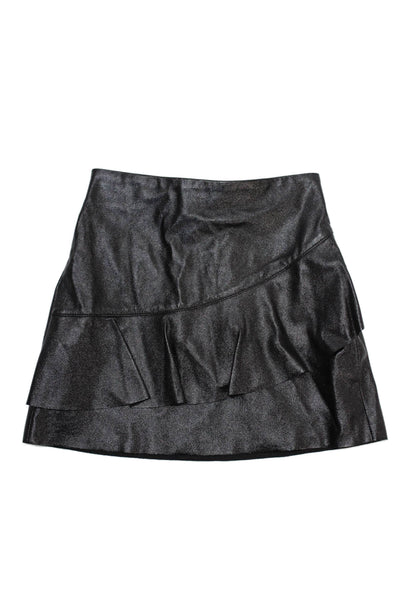MNG Girls Stretch A-Line Ruffled Casual Mini Skirt Silver Size 8-9