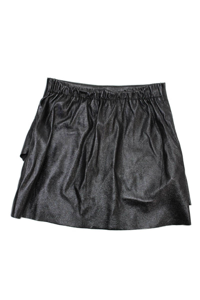 MNG Girls Stretch A-Line Ruffled Casual Mini Skirt Silver Size 8-9