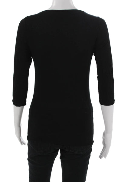 Majestic Paris Womens Basic Black 3/4 Sleeve T-Shirt Viscose Blend Size 1