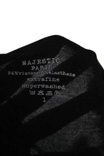 Majestic Paris Womens Basic Black 3/4 Sleeve T-Shirt Viscose Blend Size 1