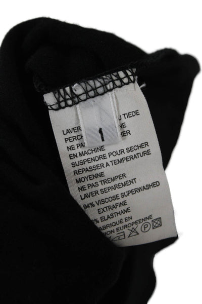 Majestic Paris Womens Basic Black 3/4 Sleeve T-Shirt Viscose Blend Size 1