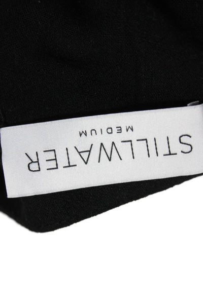 Stillwater Women Cropped Sleeveless Tank Black Rayon Linen Button Size M