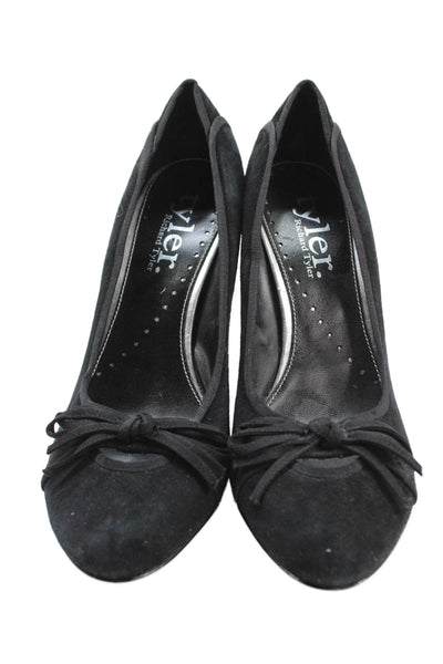 Richard Tyler Womens Suede Bow Slide On Classic Pumps Black Size 9