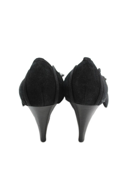 Richard Tyler Womens Suede Bow Slide On Classic Pumps Black Size 9