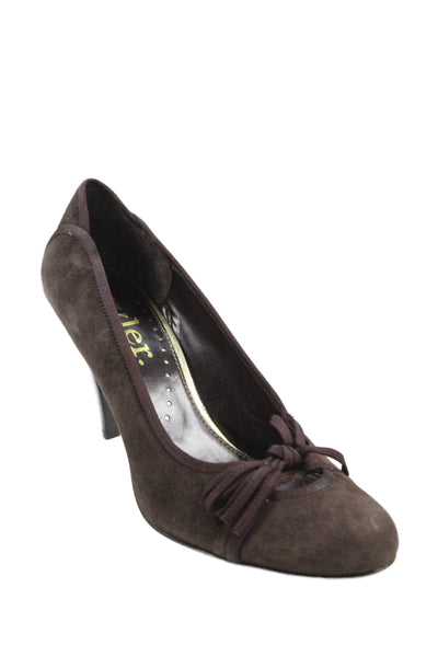 Richard Tyler Womens Suede Bow Slide On Classic Pumps Brown Size 9
