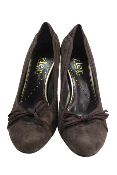 Richard Tyler Womens Suede Bow Slide On Classic Pumps Brown Size 9