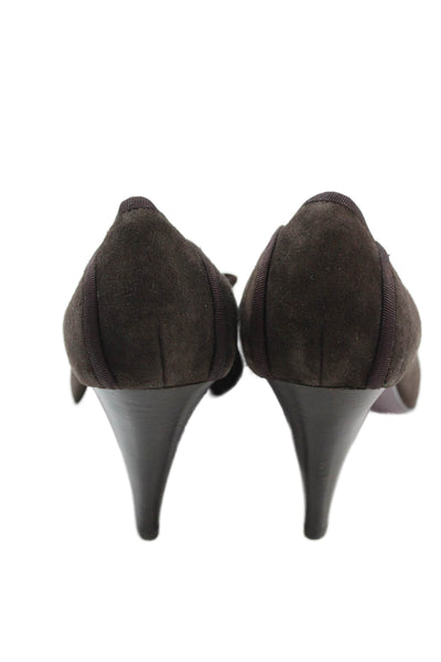 Richard Tyler Womens Suede Bow Slide On Classic Pumps Brown Size 9