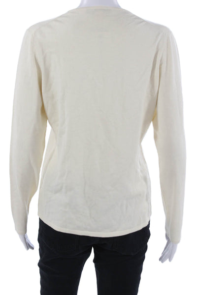 Belford Unisex Beige V-Neck Pullover Silk Blend Long Sleeve Size L