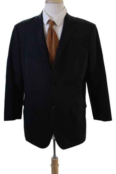 Theory Mens Black Virgin Wool Suit Jacket Button Long Sleeve Size 42