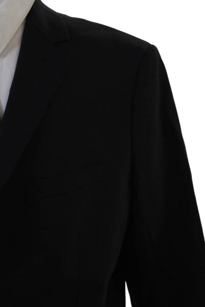 Theory Mens Black Virgin Wool Suit Jacket Button Long Sleeve Size 42
