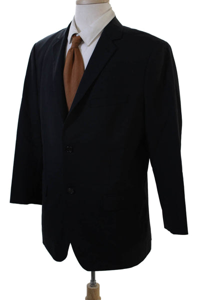Theory Mens Black Virgin Wool Suit Jacket Button Long Sleeve Size 42