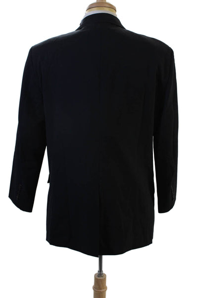 Theory Mens Black Virgin Wool Suit Jacket Button Long Sleeve Size 42