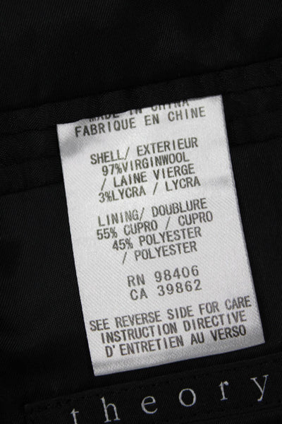 Theory Mens Black Virgin Wool Suit Jacket Button Long Sleeve Size 42