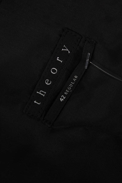Theory Mens Black Virgin Wool Suit Jacket Button Long Sleeve Size 42